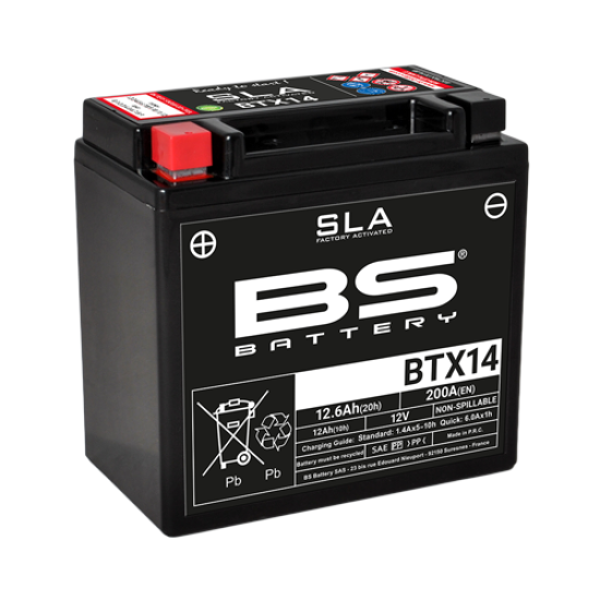 Акумулятор BS BTX14 SLA (150 x 87 x 145) (12V 12.6Ah) чорний 300681																								