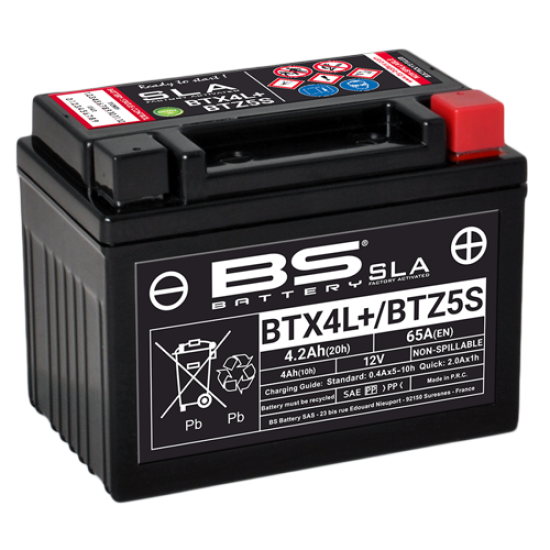 Акумулятор BS BTX4L+/BTZ5S SLA (113 x 70 x 85) (12V 4.2Ah) чорний 	300669																									