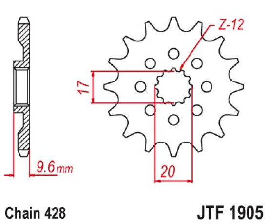 JT передня зірка 13 KTM SX 85 18-22, Husqvarna TC 85 18-22